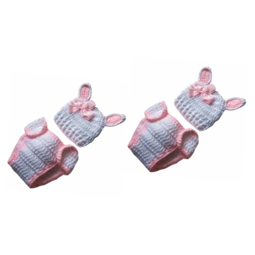 OSALADI 2 Sätze Baby-accessoires Baby-outfits Mädchen Neugeborene Kleidung Mädchen-outfit Neugeborenes Outfit Für Mädchen Mädchenkleidung Kleidung Für Babymädchen Kind Foto Garn Hase von OSALADI