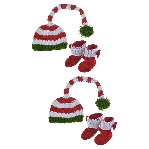 OSALADI 2 Sätze Weihnachtsfotografie-Kit Säuglingsweihnachtsmütze Baby-Weihnachtsmütze Weihnachtsmützen Weihnachtsmann-Kostüm Foto-Requisiten Weihnachtskostüme Kleidung von OSALADI