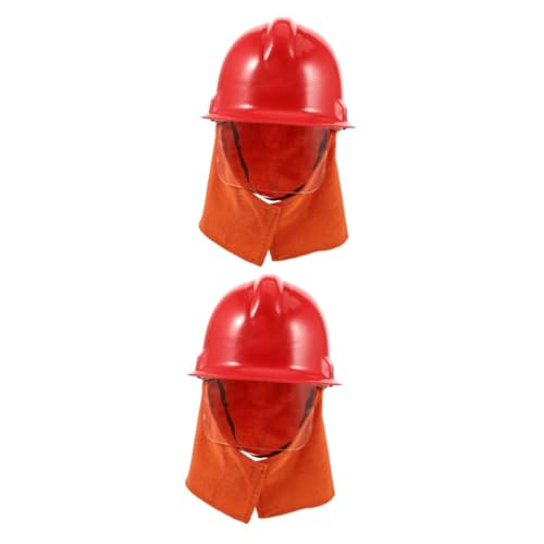 OSALADI 2st Feuerwehrhelm Helm Des Feuerwehrchefs Bauhut Cosplay-partyhüte Feuerwehrkostüm Stellen Sie Sich Einen Häuptlingshut Feuerwehrmann-harthelm Feuerwehrmannhut Plastik Rot von OSALADI