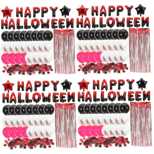 OSALADI 4 Sätze Ballon-Regenvorhang-Set Halloween-Ballon hängendes Banner Requisiten für Halloween-Luftballons halloween mitgebsel halllowen Rote Luftballons Partydekorationsset Emulsion von OSALADI