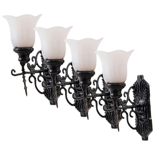 OSALADI 4 Stück Teiliges Mini Wandlampen Modell für Puppenhäuser Dekorative Sandtisch Materialien Detailreiche Mini Wandlampen in Schwarz mit Weißlicht für Sandtable und Dioramen OSALADI 4 Stück Teiliges Mini Wandlampen Modell für Puppenhäuser Dekorative Sandtisch Materialien Detailreiche Mini Wandlampen in Schwarz mit Weißlicht für Sandtable und Dioramen von OSALADI