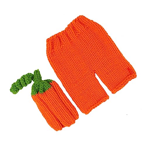 OSALADI Handgefertigtes Neugeborenen Fotografie Kostüm Set Häkel Und Strick Requisiten Halloween Cosplay Outfit Für 3 4 Monate Alte Babys Orange von OSALADI