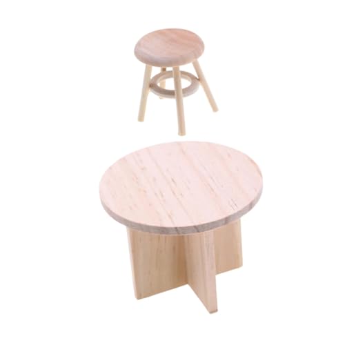 OSALADI Miniatur Möbelset Massivem Holz Runde Tisch Stuhl-Kombination Für Puppenhäuser Für Kreative Dekoration Und Fantasievolles Spielzeug OSALADI Miniatur Möbelset Massivem Holz Runde Tisch Stuhl-Kombination Für Puppenhäuser Für Kreative Dekoration Und Fantasievolles Spielzeug von OSALADI