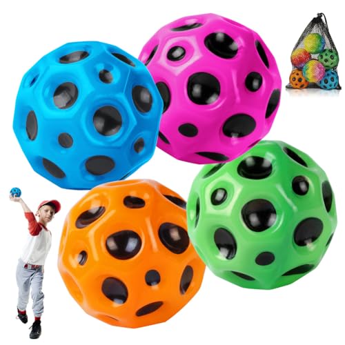 OSDUE 4PCS Jumping Ball, Space Ball Super High Bouncing Bounciest Lightweight Foam Ball Hohe Springender Gummiball Sprünge Gummiball Space Ball EIN Knallendes Geräusch Machen für Kids Party Gift von OSDUE