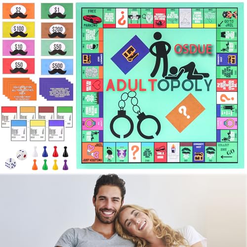 OSDUE Adultopoly Board Game, Paar Brettspiel, Gesprächskarten für Paare, Romantisch Date Ideen, Paarspiel Karten Brettspiel, Brettspiel Requisiten zum Aufheizen der Gefühle von OSDUE