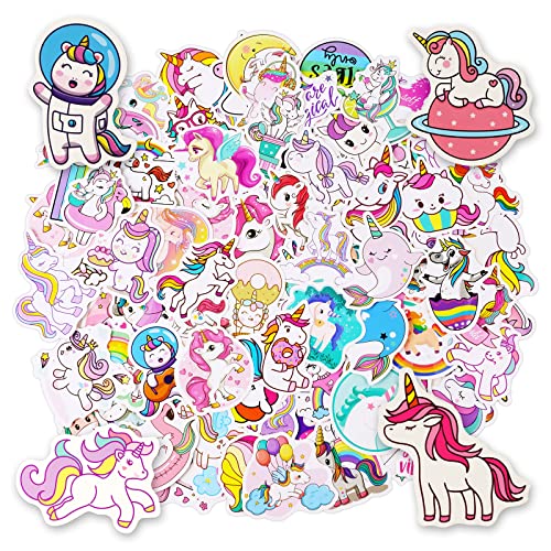 OSDUE Einhorn Sticker Set, 100 Stück Wasserdicht Vinyl Stickers, Anime Sticker Set, Cartoon Aufkleber für Auto Laptop Skateboard Fahrrad Moped Motorrad, Geeignet für Erwachsene Kinder von OSDUE