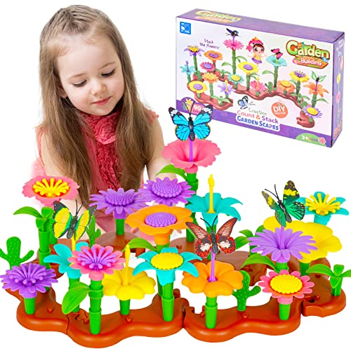 OSDUE Blumengarten Spielzeug, DIY Bouquet Sets, Flower Building Blocks Set, Montessori Spielzeug Blumen Bausteine Motorikspielzeug, Kunst Blumenarrangement Geschenk für 3-6 Mädchen und Jungen (90PCS) von OSDUE