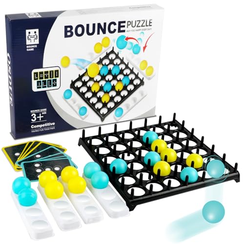 OSDUE Bounce Off Party Game, Bouncing Ball Tischspiel, Bounce Off Game Desktop, Hüpfbal Brettspiele mit 16 Bällen, 9 Herausforderungskarten, Desktop Bouncing Toy für Kinder, Familie und Party von OSDUE