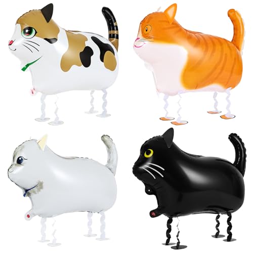 OSDUE Folienballon Katze, 4 Stück Tier Walking Luftballons, Heliumballons für Kinder Geburtstag Party Deko, Geschenke für Jungen und Mädchen OSDUE Folienballon Katze, 4 Stück Tier Walking Luftballons, Heliumballons für Kinder Geburtstag Party Deko, Geschenke für Jungen und Mädchen von OSDUE