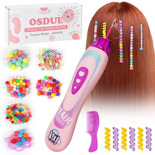 OSDUE Haarschmuck Mädchen Spielzeug, Haarflechtmaschine Mädchen, Kinder Hair Braiding Machine, Hair Braider, Haarflechter Haarperlen Maschine, DIY Haardekorations für Geschenk Mädchen 5 6 7 8 9 Jahre von OSDUE