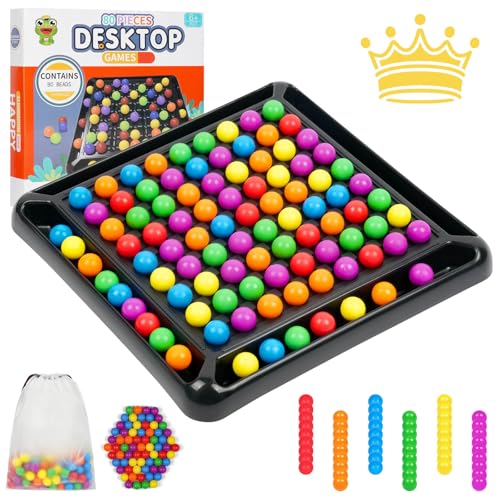 OSDUE Intellektuelles Schachbrett, 80 Stück Rainbow Ball Gesellschaftsspiele, Intellectual Chessboard Doppelduell, Rainbow Ball Elimination Brettspiel, Reisen Schach Set Für Familien und Partys von OSDUE