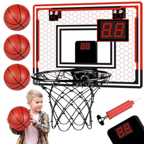 OSDUE Mini Basketballkorb Set, Basketballkorb Indoor für Kinder, Tür Basketballkorb Für Zimmer Mit 3 Bällen und Elektronische Anzeigetafel, Basketballkörbe Set für Jungen Mädchen Outdoor Indoor von OSDUE