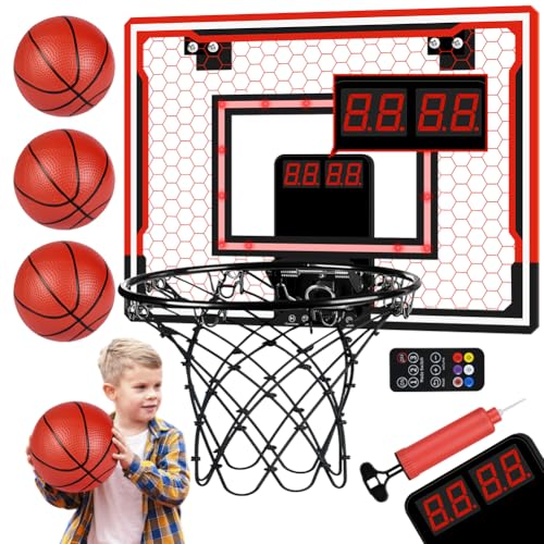 OSDUE Mini Basketballkorb Set, Basketballkorb Indoor für Kinder, Tür Basketballkorb Für Zimmer Mit 3 Bällen und Elektronische Anzeigetafel, Basketballkörbe Set für Jungen Mädchen Outdoor Indoor von OSDUE