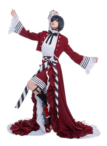 OSIAS Anime Ciel Phantomhive Langes Rotes Kleid Cosplay Kostüm (L) von OSIAS