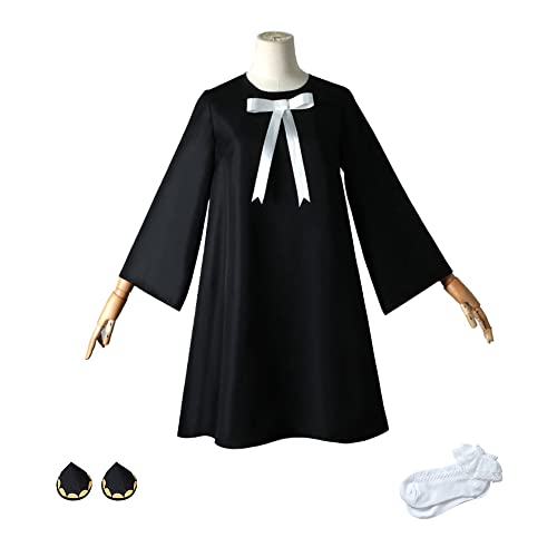 OSIAS Spy Family Anya Cosplay Outfit Anya Forger Kostüm Schwarz Kleid(120) von OSIAS