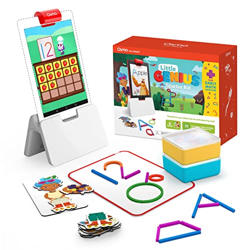 Osmo Little Genius Starter-Set für Feuer-Tablet + frühes Mathematikabenteuer – 6 Lernspiele – Alter 3–5 Jahre – Zählen, Formen und Phonik – STEM-Spielzeug (Osmo Fire Tablet-Basis enthalten) von OSMO