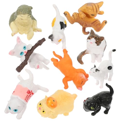 OSOLADY 10St Katzenmodell Miniatur-Katzenfiguren Katzendekore Tierspielzeug Miniaturkatze Tierfiguren Kunstfiguren Katzenminiaturen aus Harz klassenzimmer dekore simulierte Katzen PVC von OSOLADY