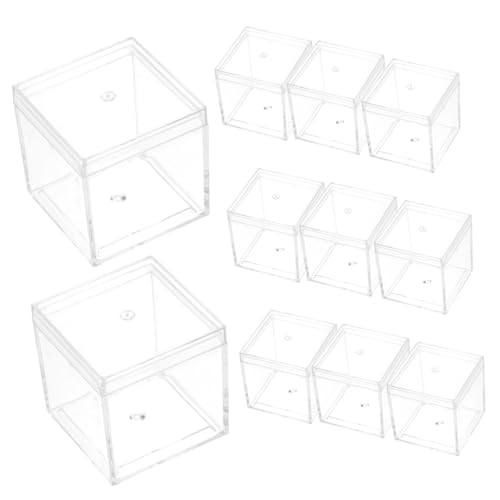 OSOLADY 12Er-Box transparente Kunststoffbox Stand automatisch Anzeige Einheit Fall lagercontainer schmuckkasten klein gewebe Vitrinen für Mineralproben Probenbehälter p.s von OSOLADY