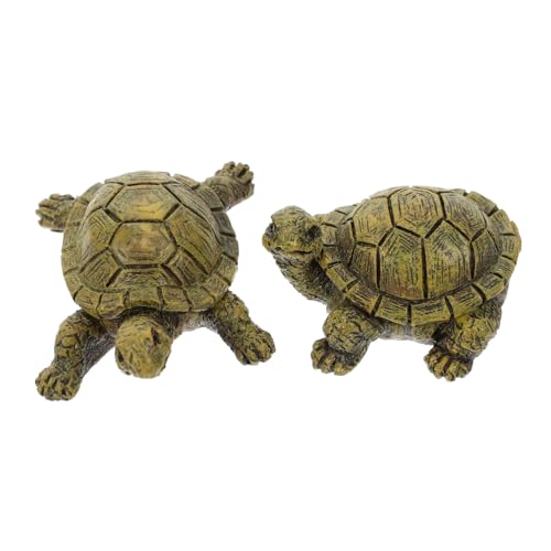 OSOLADY 2St Schildkröte Zwerge Miniatur Frösche Frosch Gartenverzierung Reptiliendekor Tierfiguren gefälschtes Meerestiermodell Simulation Tierfigur Meerestierfigur Harz Dark Green von OSOLADY