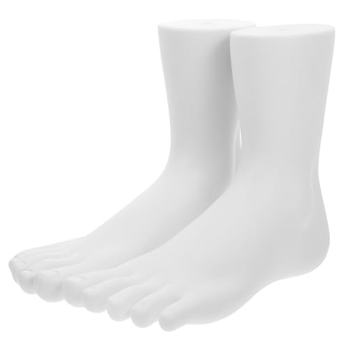 OSOLADY 2st Ausstellungsständer Für Fußmodelle Modell Weibliche Fußsocke Socken Stehen Sockenfußmodell Falsche Füße Fußmodell Für Schuhe Schaufensterpuppenbeine Mannequin-füße Pvc Weiß von OSOLADY