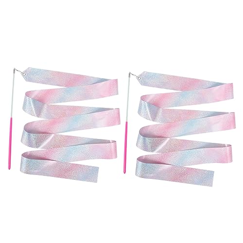 OSOLADY 2st Kinder-bänder Kinder Dekor Durchführen Von Farbigen Streamer Leuchtender Streamer Zauberstäbe Für Mädchen Gymnastik-Streamer Kinder Spielset Kinderspielzeug Rosa Polyester von OSOLADY