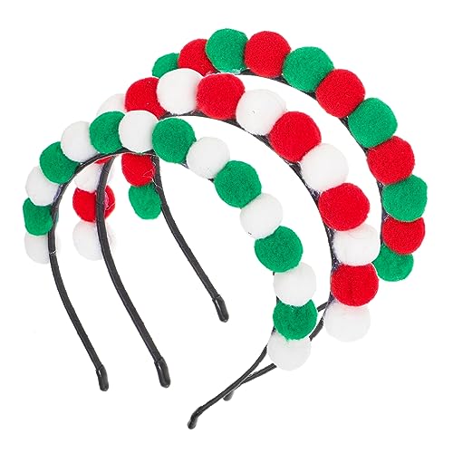 OSOLADY 3 Stück Stirnband Weihnachten Bunte Fuzzy Balls Haarspangen Niedliche Stirnbänder von OSOLADY