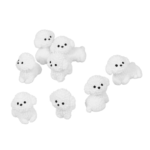 OSOLADY 8St Mini-Bichon-Frise-Ornamente Miniatur-Hundeverzierung Miniatur-Tier-Spielset süße Hundeskulptur Bärenornament aus Kunstharz Puppenhaus Dekoration Bärenfiguren Bär Figur Weiß von OSOLADY