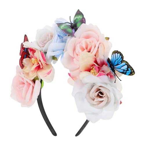 OSOLADY Blumen Schmetterlings Kopfschmuck Halloween Feenflügel Fledermaus Stirnband Glitzer Schmetterlingsfänger Kostüm Stirnbänder Abschlussball Kopfschmuck Schmetterlingsflügel von OSOLADY