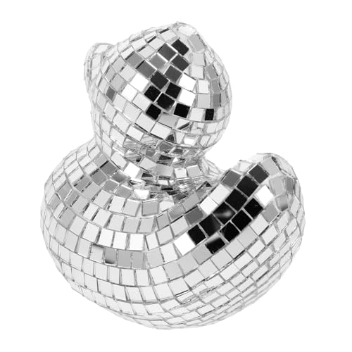 OSOLADY Disco-Ente Desktop-Dekokugel Entenauto-Armaturenbrettdekoration Glasdekoration Tischdekoration bürodekoration Enten-Disco-Kugel-Dekorationen reflektierende Discokugel Schaum Silver von OSOLADY