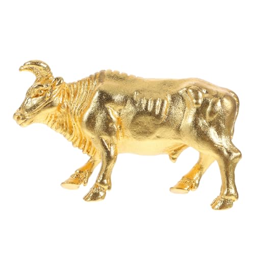 OSOLADY Fünf Viehornamente Animal Figures wohnungsdeko dekorfiguren Tierische Skulptur Bullen Skulptur dekofiguren Mini-Stierfigur Stierfiguren Bullenmodell Gartenskulpturen Messing Golden von OSOLADY