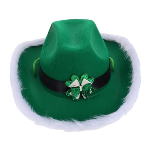 OSOLADY Grüne Beanie-mütze Mit Krawatte Grüner Hut Koboldhut St Patrick Tageshut St. Patrick Day Stirnband Cowboy-hut St. Patrick's Day Hut Stirnband St Patrick Hut Cowgirl-hut Stoff Green von OSOLADY