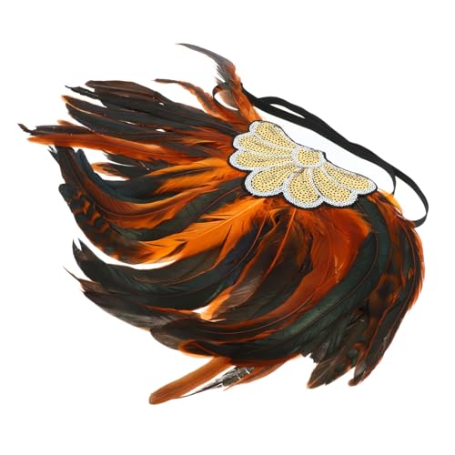 OSOLADY Halloween-kopfschmuck Kopfbedeckungsfeder Pflaume Kopfbedeckung Feder-kopfschmuck- Federkopfschmuck Feder Stirnband Stirnbänder Kronenkopfschmuck Orange Pailletten von OSOLADY