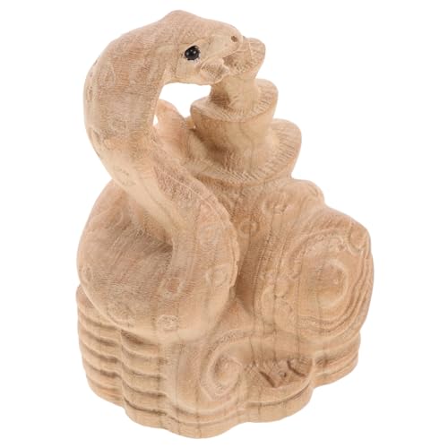 OSOLADY Holzschnitzerei-Schlangenornamente unbemaltes Schlangenmodell unbemaltes Tiermodell 2025 Schlangenstatue Mini-Schlangenfiguren Katzenstatuen Wohnkultur Bi-Xie-Figur Mahagoni- Khaki von OSOLADY