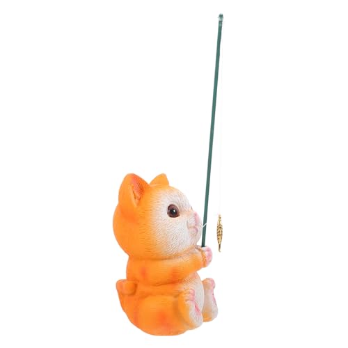 OSOLADY Kätzchen Ornament Katzenregal Dekoration Aquarium Ornament Aquarium Dekoration Niedliche Katzenstatue Kleine Katze Katzenfischerstatue Für Aquarium Fischversteck von OSOLADY