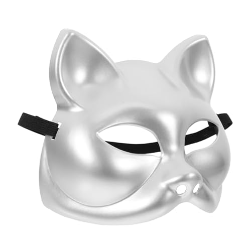 OSOLADY Katze Gesichtsmaske Fuchs-cosplay-maske Japanische Kabuki-maske Fuchskostüm Maske Japanische Fuchsmaske Katzenmaske Party Dekorative Masken Partydekoration Silver Plastik von OSOLADY