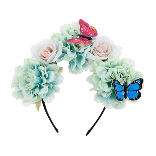 OSOLADY Schmetterlings-stirnband Blumenstirnband Stirnband Gothic-accessoires Schmetterlingsstirnband Schmetterlings-accessoires Für Frauen Blumenkopfschmuck Light Green Stoff von OSOLADY