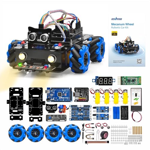 OSOYOO Roboter Bausatz Erwachsene - Omnidirektionales Mecanum Rad Roboterauto Kit für Arduino Raspberry Pi STEM-Fernbedienung, pädagogische mechanische DIY-Codierung für Jugendliche und Erwachsene von OSOYOO