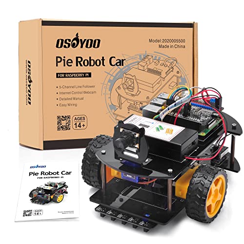 OSOYOO Pie Robot Car, Roboter Bausatz für Raspberry Pi 3B 3A+ 3B+ 4 programmierbar: Mint Kit für Mittelstufe, Oberstufe, Hochschulbereich und Hobby, Bauen und programmieren mit Python von OSOYOO