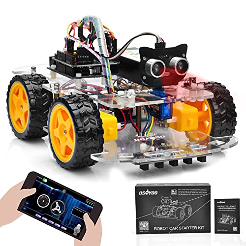 OSOYOO Starterkit Roboter Modellauto Bausatz für Arduino,STEM Fernbedienung über App für pädagogische motorisierte Robotik zum Bauen von OSOYOO