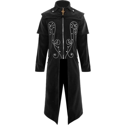 OSRDFV Herren Mittelalter Steampunk Frack Reißverschluss Gothic Jacken Halloween-Kostüme Männlicher Gehrock Viktorianische Gerichtsuniform, Renaissance-Unterteil Vintage Erwachsene Festival Cosplay von OSRDFV