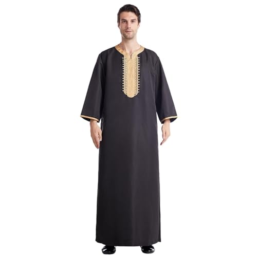 OSRDFV Herren-Tunika, langärmelig, mittelalterlich, Kaftan, Winter, Abaya-Kleid für Herren, kastanienbraun, Omani-Thobe, für Herren, Mode, #3 (B, XL) von OSRDFV