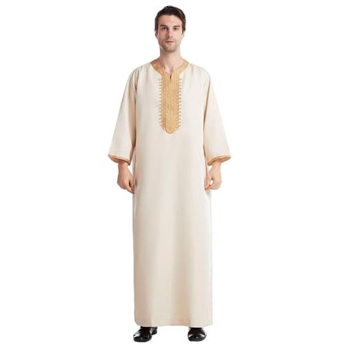 OSRDFV Herren-Tunika, langärmelig, mittelalterlich, Kaftan, Winter, Abaya-Kleid für Herren, kastanienbraun, Omani-Thobe für Herren, Mode, Nr. 3 (A, XL) von OSRDFV