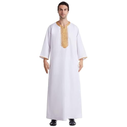 OSRDFV Herren-Tunika, langärmelig, mittelalterlich, Kaftan, Winter, Abaya-Kleid für Herren, kastanienbraun, Omanisch-Thobe, für Herrenkleidung, Mode Nr. 3 (C, XXL) von OSRDFV