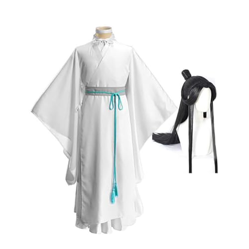 Tian Guan Ci Fu Cosplay Kostüm - Xie lian/Hua Cheng Kompletter Satz Charakter Hanfu Outfits Traditionelles Han Chinesisches Kleid Set für Halloween Party (Xie Lian Cosplay Kostüm(mit Perücke), L) von OSRDFV