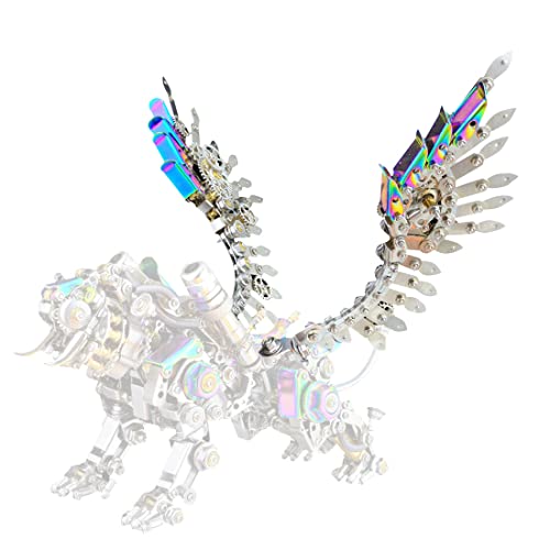 OSUPERXFUN 3D-Steampunk-3D-Metall-Puzzle, mechanisches Zubehör, Tigerflügel, 1 Paar für Bengal-Tiger und Smilodon-Tiger (L/Metallfarbe) von OSUPERXFUN