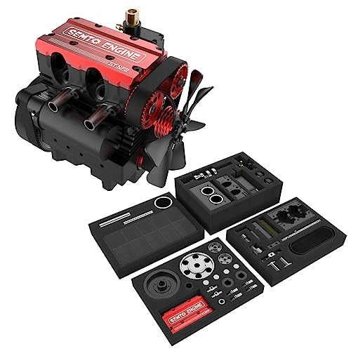 OSUPERXFUN L2 Engine Motor Metall Bausatz, SEMTO ST-NF2 7CC Zweizylinder Viertakt Air-Cooled Verbrennungsmotor Modellbau Mini Nitro Motor Engine Kit für Erwachsene von OSUPERXFUN