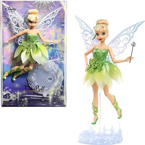 Mattel Disney Tinker Bell - Sammelpuppe zum 100. Geburtstag von Disney, inspiriert von Peter Pan, mit funkelnden Details und beweglichen Flügeln, für ultimativen Spiel- und Ausstellungsspaß, HLX67 von Mattel