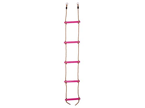 OTITU Strickleiter für Kinder - Hängeleiter Kinder, Kletterleiter mit 5 Holzsprossen Kletterspielzeug Gartenspielgerät für Kinder Robuste Seilleiter für Garten und Spielplatz Rosa OTITU Strickleiter für Kinder - Hängeleiter Kinder, Kletterleiter mit 5 Holzsprossen Kletterspielzeug Gartenspielgerät für Kinder Robuste Seilleiter für Garten und Spielplatz Rosa von OTITU
