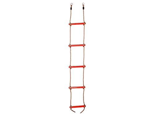 OTITU Strickleiter für Kinder - Hängeleiter Kinder, Kletterleiter mit 5 Holzsprossen Kletterspielzeug Gartenspielgerät für Kinder Robuste Seilleiter für Garten und Spielplatz Rot OTITU Strickleiter für Kinder - Hängeleiter Kinder, Kletterleiter mit 5 Holzsprossen Kletterspielzeug Gartenspielgerät für Kinder Robuste Seilleiter für Garten und Spielplatz Rot von OTITU