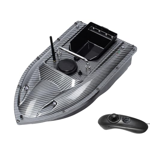 OUBUBY 500M Futterboot RC Boot Köderboot Fernbedienung Fischköderboot 1.5KG Laden Doppelmotor Fischfinder mit Sonarsensor & LED-Licht Karpfenangeln Angler Geschenke für Männer (Charcoal) von OUBUBY